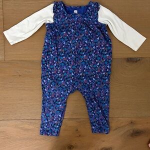 Tea Collection Floral Blue and White Baby Romper